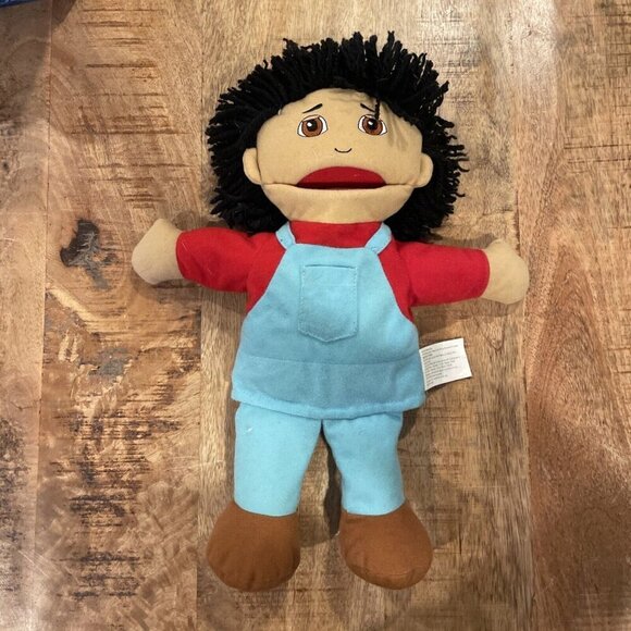 Constructive Playthings Puppet Full Body Open Mouth Asian Boy Brother Overalls - Picture 2 of 8